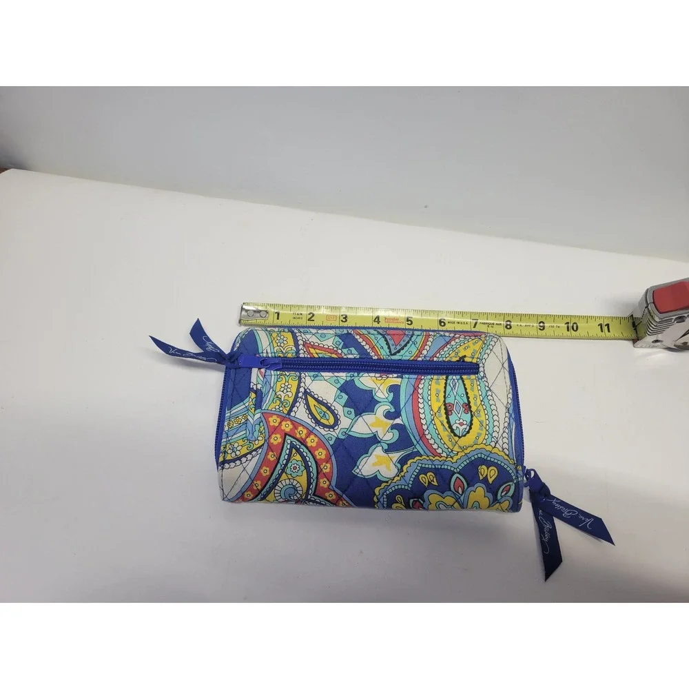 Vera Bradley Wallet Paisley Blue Red Yellow‎ White Zip Around Clutch Purse - Picture 5 of 10